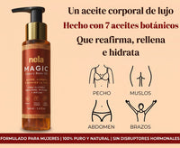 Aceite corporal de lujo hecho con 7 aceites botánicos que reafirma e hidrata